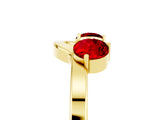 Yellow gold Dual Round Ruby Open Band Ring with Prong Setting_11