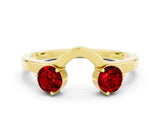 Yellow gold Dual Round Ruby Open Band Ring with Prong Setting_6