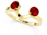 Yellow gold Dual Round Ruby Open Band Ring with Prong Setting_7