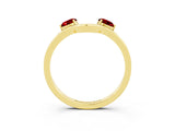 Yellow gold Dual Round Ruby Open Band Ring with Prong Setting_9