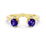 Yellow gold Dual Round Tanzanite Open Band Ring with Prong Setting_6