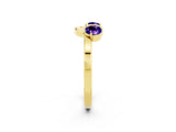 Yellow gold Dual Round Tanzanite Open Band Ring with Prong Setting_8