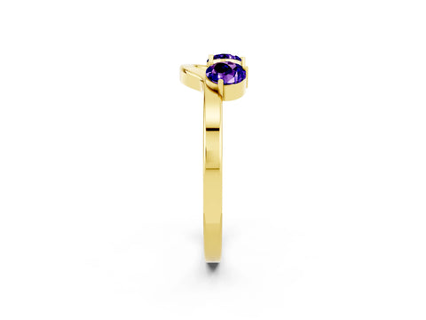 Yellow gold Dual Round Tanzanite Open Band Ring with Prong Setting_8