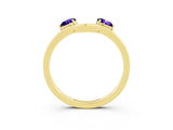 Yellow gold Dual Round Tanzanite Open Band Ring with Prong Setting_9