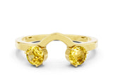 Yellow gold Dual Round Yellow Sapphire Open Band Ring with Prong Setting_18