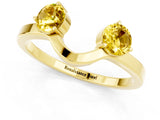 Yellow gold Dual Round Yellow Sapphire Open Band Ring with Prong Setting_19