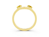 Yellow gold Dual Round Yellow Sapphire Open Band Ring with Prong Setting_21
