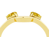 Yellow gold Dual Round Yellow Sapphire Open Band Ring with Prong Setting_22