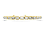 Yellow gold East-West Emerald Cut Diamond Tennis Bracelet with Bezel Setting