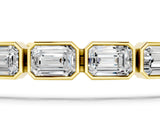 Yellow gold East-West Emerald Cut Diamond Tennis Bracelet with Bezel Setting_1