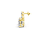 Yellow gold East-West Oval Diamond Cluster Stud Earrings with Round Diamond Accents_1