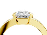 Yellow gold Emerald Brilliant Channel-Set Diamond Ring with Bezel Prong Setting_10