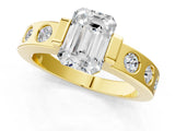 Yellow gold Emerald Brilliant Channel-Set Diamond Ring with Bezel Prong Setting_7