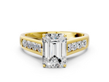 Yellow gold Emerald Brilliant Channel-Set Solitaire Ring with Four-Prong Setting_18