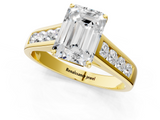 Yellow gold Emerald Brilliant Channel-Set Solitaire Ring with Four-Prong Setting_19