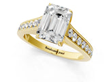 Yellow gold Emerald Brilliant Cut Diamond Engagement Ring with Pavé Band and Four-Prong Setting_55