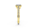 Yellow gold Emerald Brilliant Cut Diamond Engagement Ring with Pavé Band and Four-Prong Setting_56