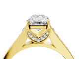 Yellow gold Emerald Brilliant Cut Diamond Engagement Ring with Pavé Band and Four-Prong Setting_58