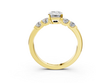 Yellow gold Emerald Brilliant Cut Diamond Five-Stone Prong Set Engagement Ring with Channel Band_26