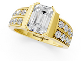 Yellow gold Emerald Brilliant Diamond Channel Set Wide Band Ring with Bezel Setting_21