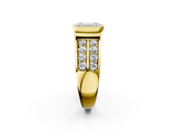 Yellow gold Emerald Brilliant Diamond Channel Set Wide Band Ring with Bezel Setting_22