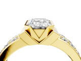 Yellow gold Emerald Brilliant Diamond Channel Set Wide Band Ring with Bezel Setting_24