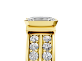 Yellow gold Emerald Brilliant Diamond Channel Set Wide Band Ring with Bezel Setting_25