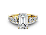 Yellow gold Emerald Brilliant Diamond Pavé Band with Six-Prong Setting_3