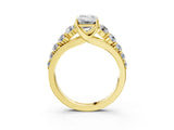 Yellow gold Emerald Brilliant Diamond Pavé Band with Six-Prong Setting_6