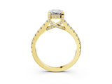 Yellow gold Emerald Brilliant Diamond Solitaire with Pavé Band and Four-Prong Setting 3