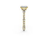 Yellow gold Emerald Brilliant Pavé Band Solitaire with Four-Prong Setting_53