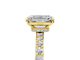 Yellow gold Emerald Brilliant Pavé Band Solitaire with Four-Prong Setting_56