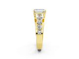 Yellow gold Emerald Brilliant Solitaire with Side Stones on a Pave Band and Four-Prong Setting_34