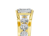 Yellow gold Emerald Brilliant Solitaire with Side Stones on a Pave Band and Four-Prong Setting_37