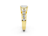 Yellow gold Emerald Brilliant Solitaire with Side Stones on a Pave Band and Four-Prong Setting_52