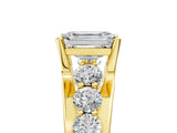 Yellow gold Emerald Brilliant Solitaire with Side Stones on a Pave Band and Four-Prong Setting_55