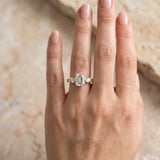 Yellow gold Emerald Brilliant Trilogy Channel Set Diamond Ring with Bar Prongs_6