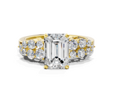 Yellow gold Emerald Cluster Diamond Engagement Ring with Pavé Band and Four-Prong Setting_111