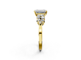 Yellow gold Emerald Cluster Diamond Engagement Ring with Pavé Band and Four-Prong Setting_113
