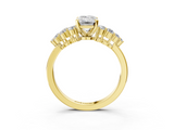 Yellow gold Emerald Cluster Diamond Engagement Ring with Pavé Band and Four-Prong Setting_114