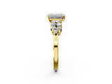 Yellow gold Emerald Cluster Diamond Engagement Ring with Pavé Band and Four-Prong Setting_96