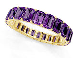 Yellow gold Emerald Cut Amethyst Eternity Band with Shared Prong Setting_7