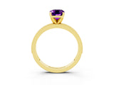 Yellow gold Emerald Cut Amethyst Milgrain Pavé Engagement Ring with Four-Prong Setting_15