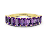 Yellow gold Emerald Cut Amethyst Prong-Set Eternity Band_6