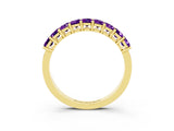 Yellow gold Emerald Cut Amethyst Prong-Set Eternity Band_9