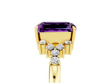 Yellow gold Emerald Cut Amethyst Ring with Side Stones and Four-Prong Setting_41