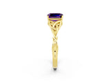Yellow gold Emerald Cut Amethyst Solitaire Celtic Knot Ring with Four-Prong Setting_14