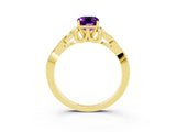 Yellow gold Emerald Cut Amethyst Solitaire Celtic Knot Ring with Four-Prong Setting_15