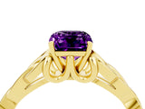 Yellow gold Emerald Cut Amethyst Solitaire Celtic Knot Ring with Four-Prong Setting_16