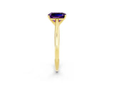 Yellow gold Emerald Cut Amethyst Solitaire Engagement Ring with Cathedral Setting and Four-Prong Mount_26